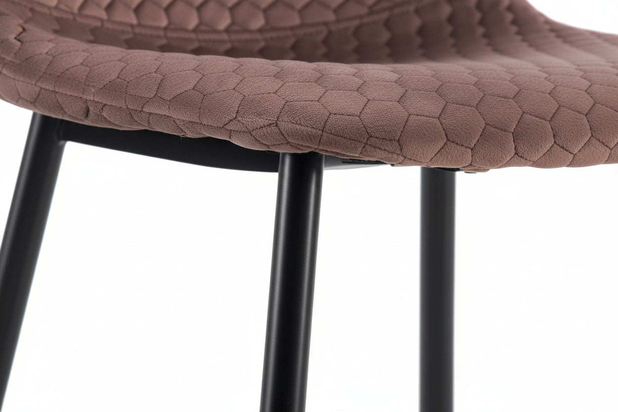 Lot 4 Chaises Salle à Manger Scandinave Alvéole Velours Moka Pieds Métal Noir