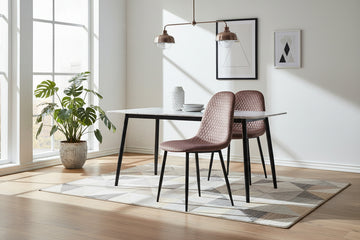 Lot 4 Chaises Salle à Manger Scandinave Alvéole Velours Moka Pieds Métal Noir