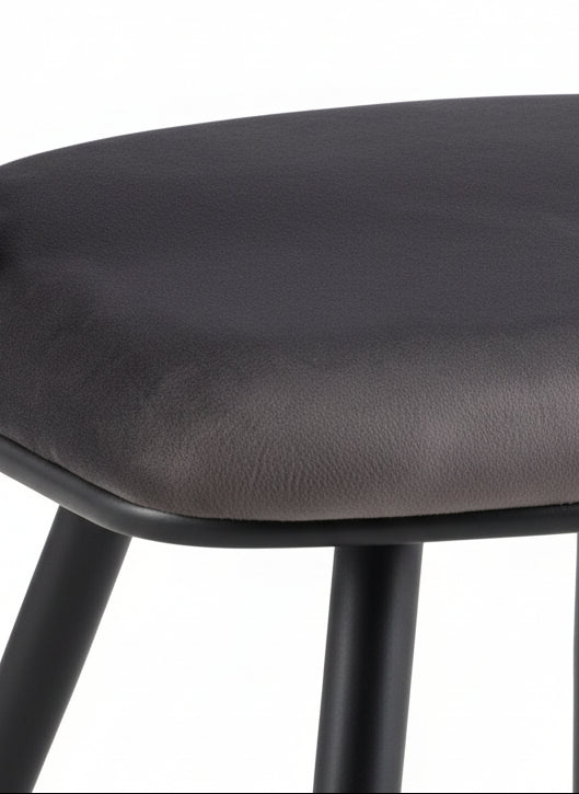 Lot 2 Chaises Salle à Manger Velours Anthracite Dossier Tressé Métal Noir CAROLINA