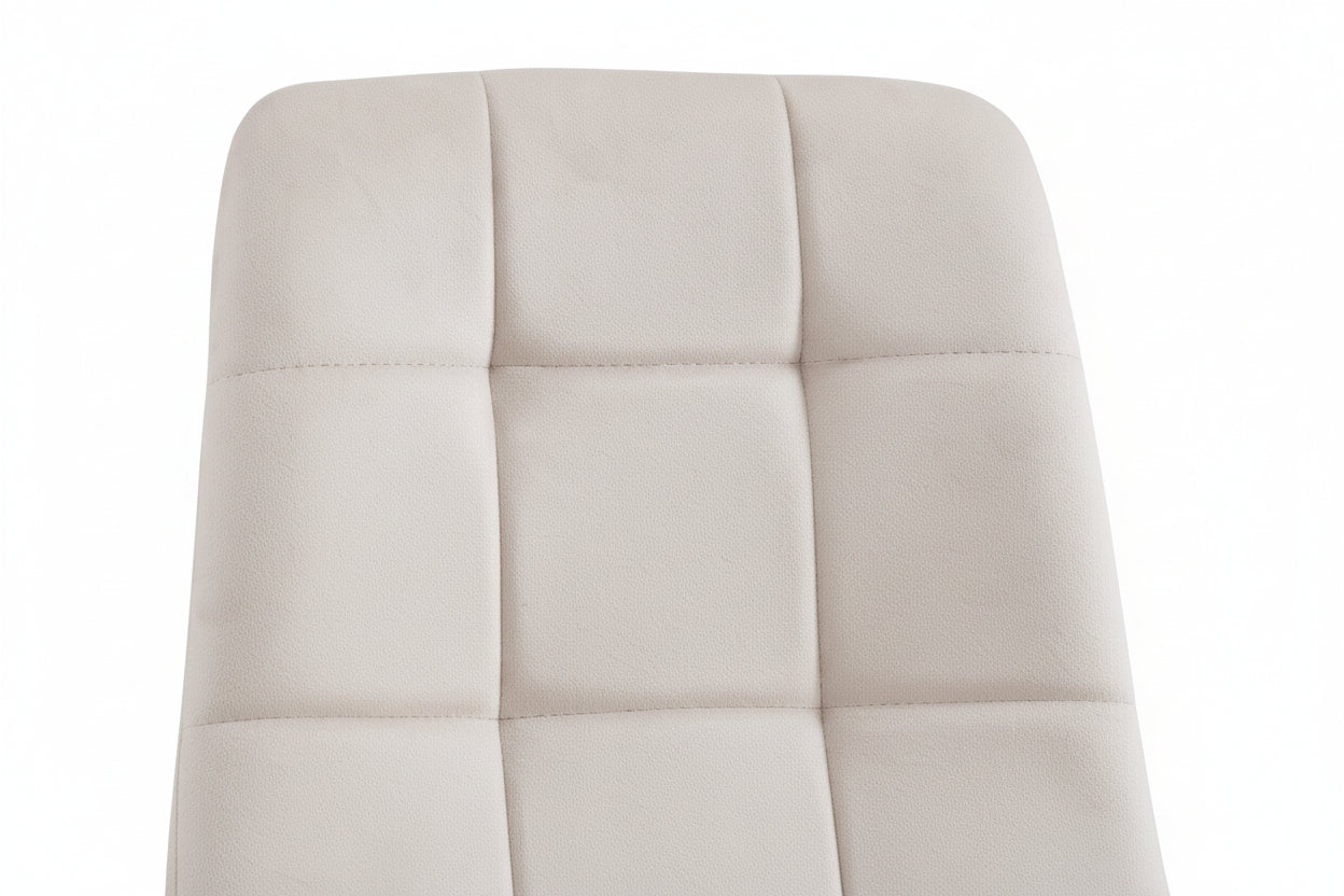 Lot 4 Chaises Salle à Manger Elisa Velours Beige Pieds Gold 42x55x87cm