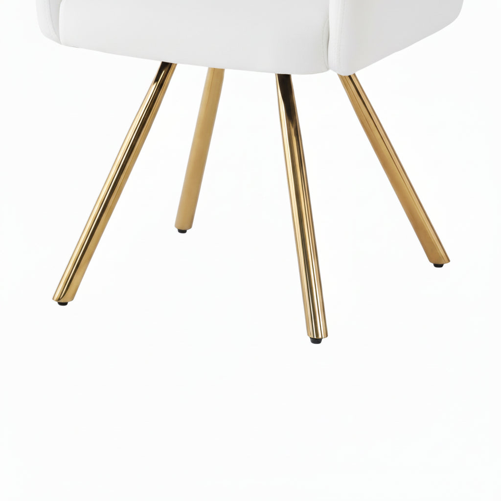 Lot 2 Chaises Salle à Manger Mimi Accoudoirs Écru Pieds Gold 62x63x92cm