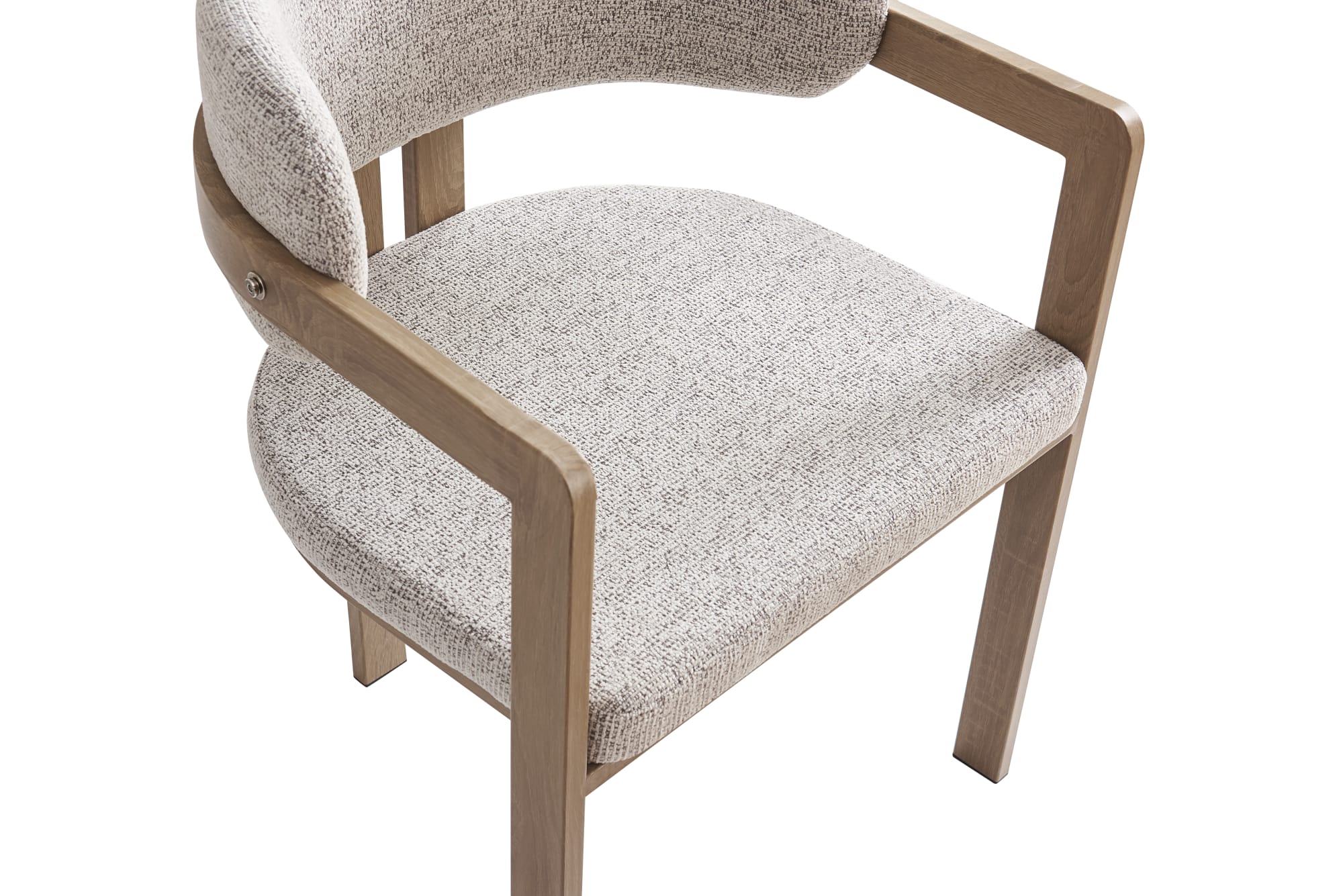 Chaise mellow pied métal chêne griffé assise tweed cappuccino