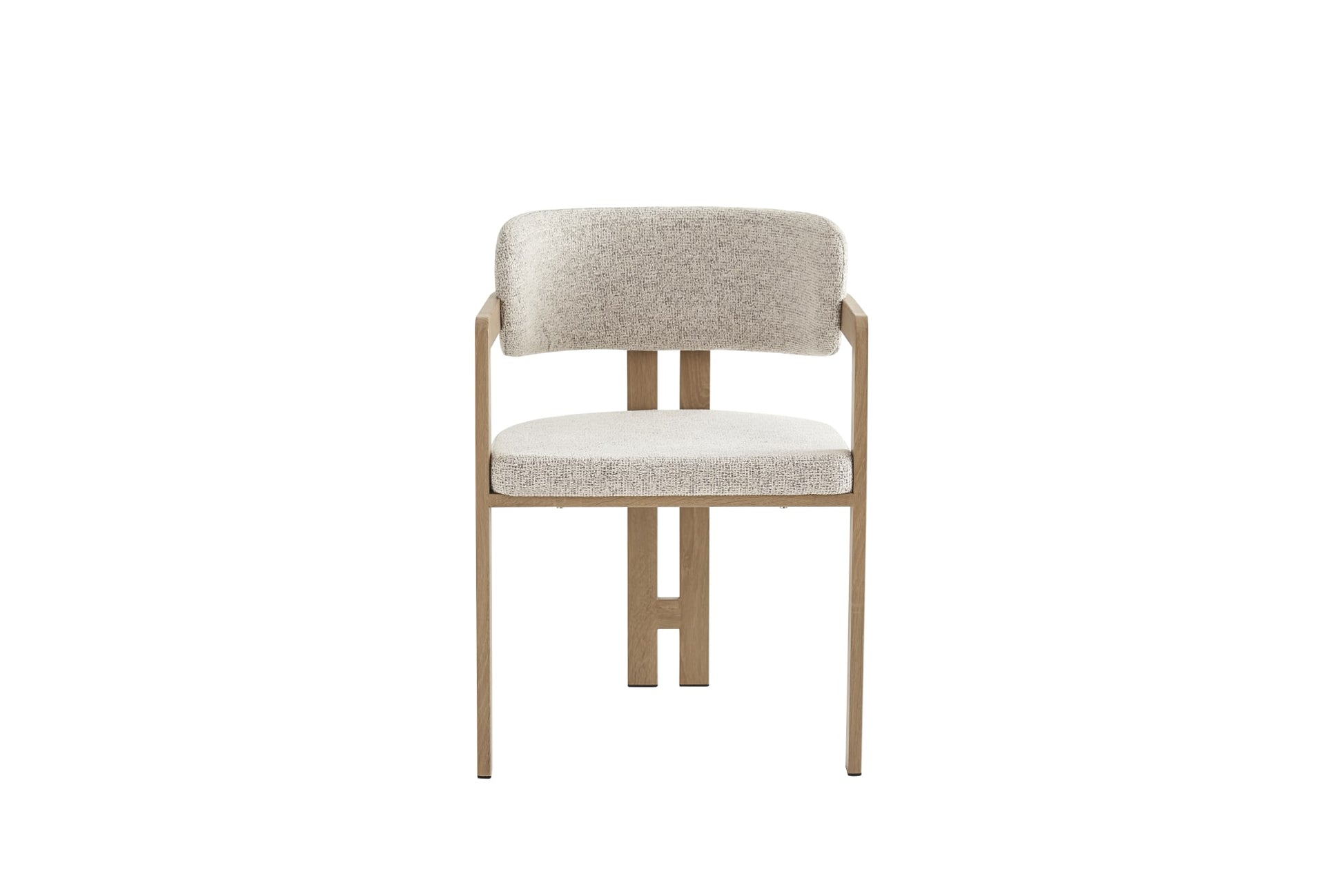 Chaise mellow pied métal chêne griffé assise tweed cappuccino