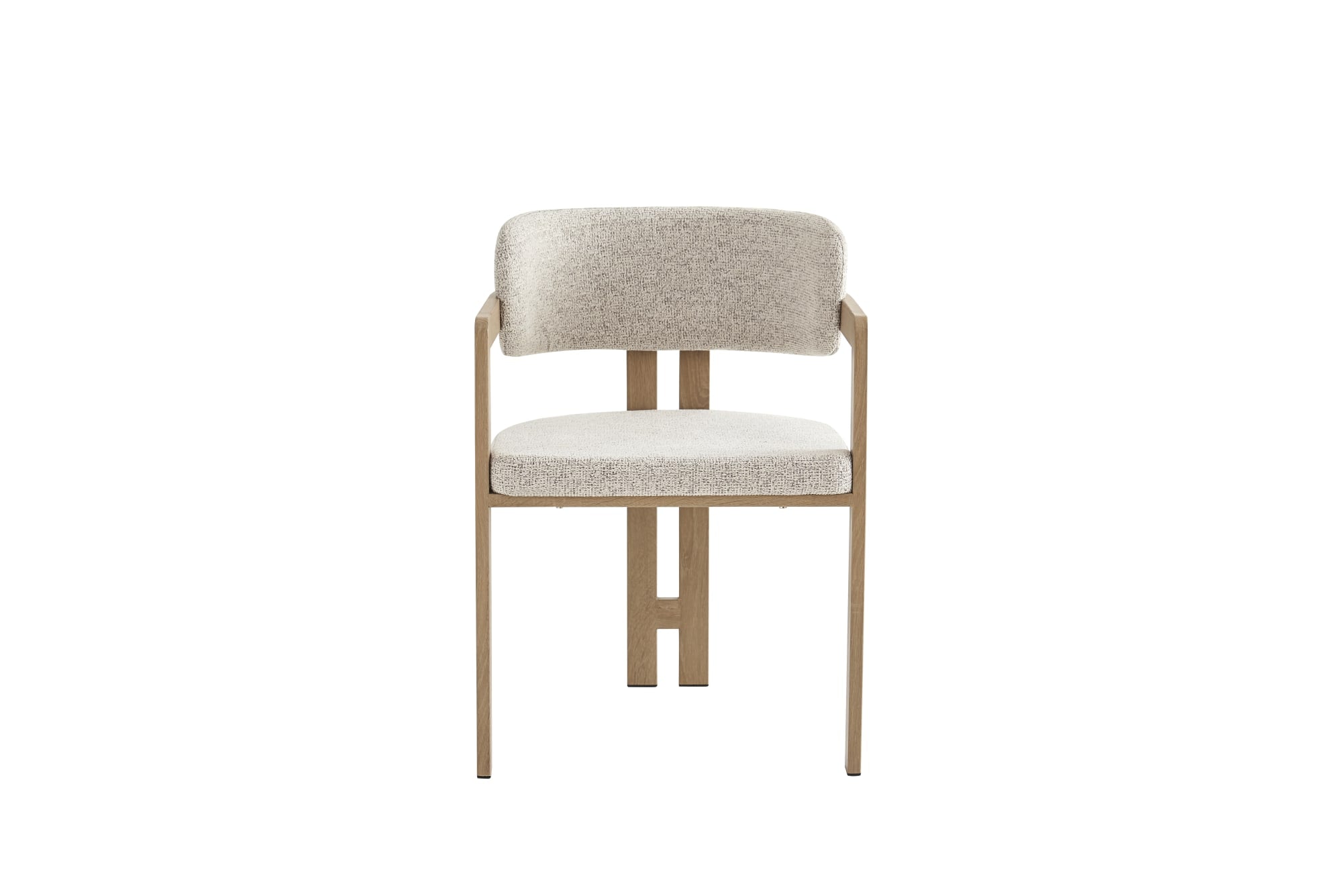 Chaise mellow pied métal chêne griffé assise tweed cappuccino
