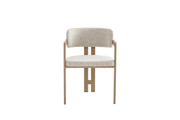 Chaise mellow pied métal chêne griffé assise tweed cappuccino