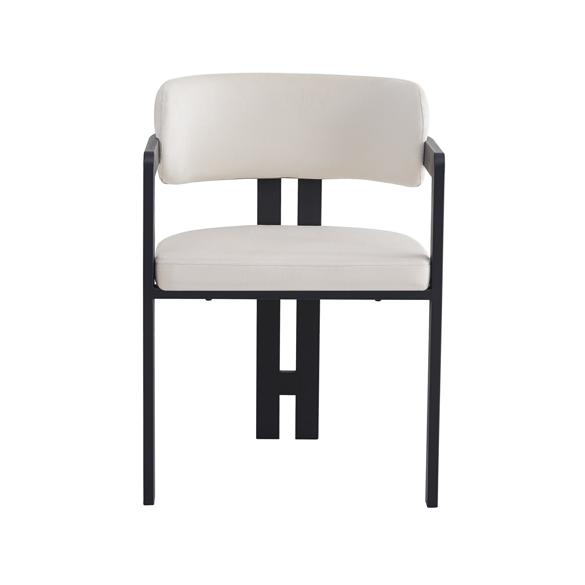 Chaise mellow pied metal noir assise velours beige