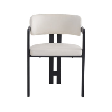 Chaise mellow pied metal noir assise velours beige