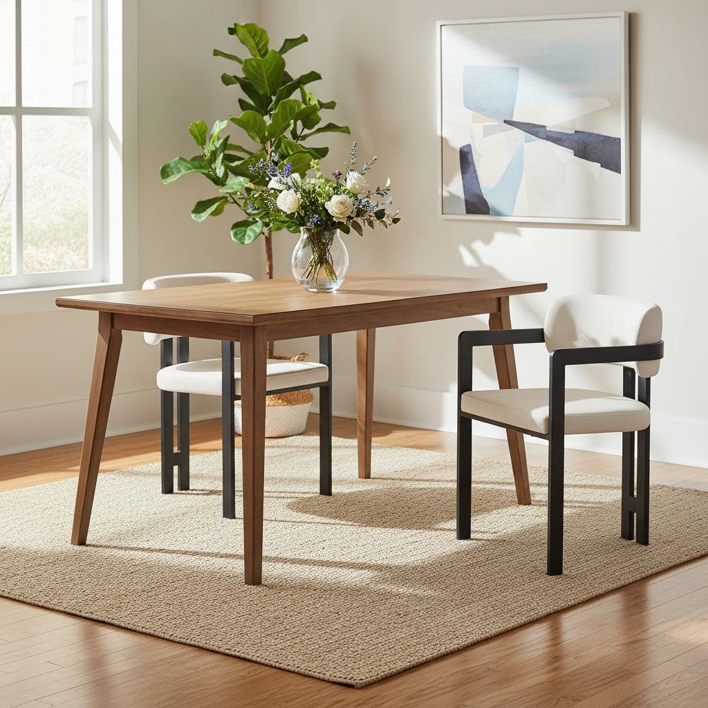 Lot de 2 chaises MELLOW en velours beige et pieds en métal noir
