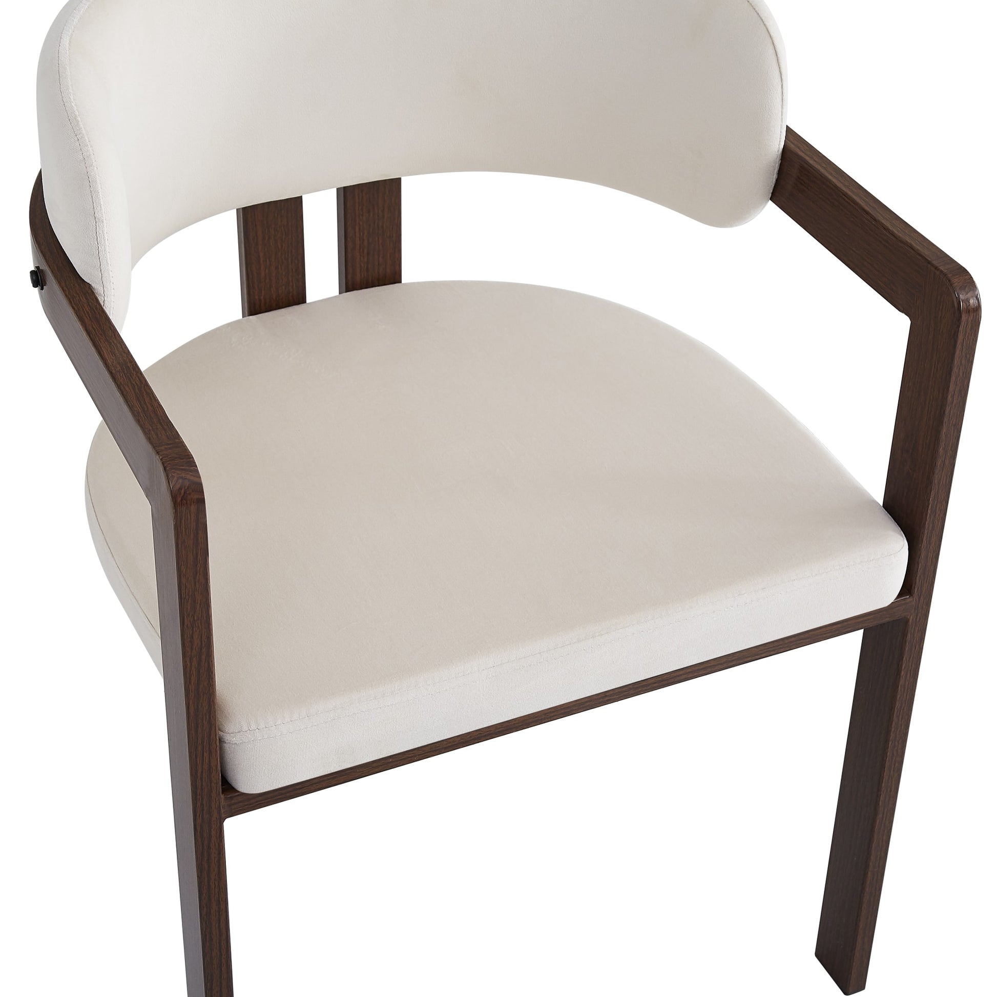 Chaise mellow pied effet noyer assise velours beige