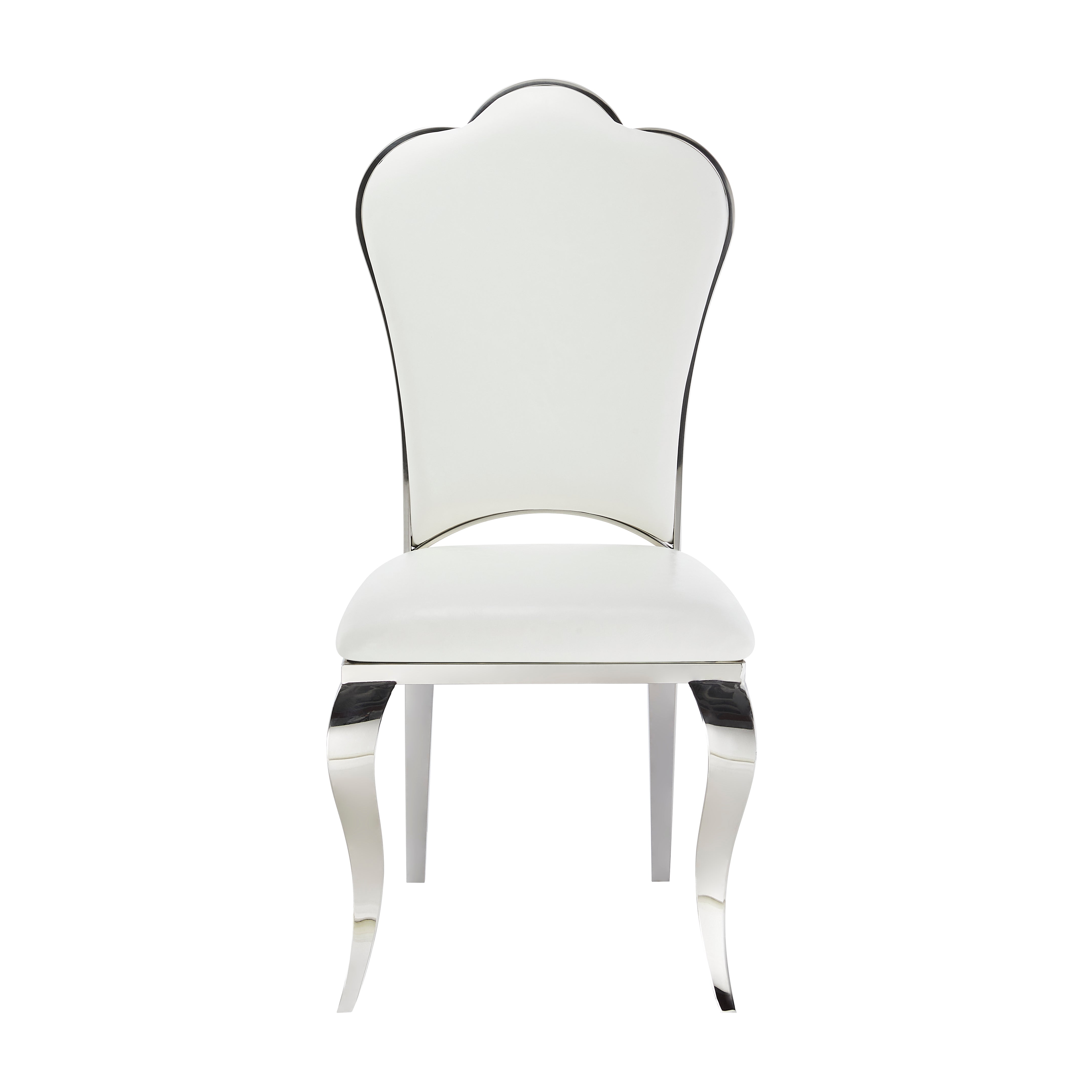 Lot de 4 Chaises Prestige Chrome simili cuir Blanc- SAKURA
