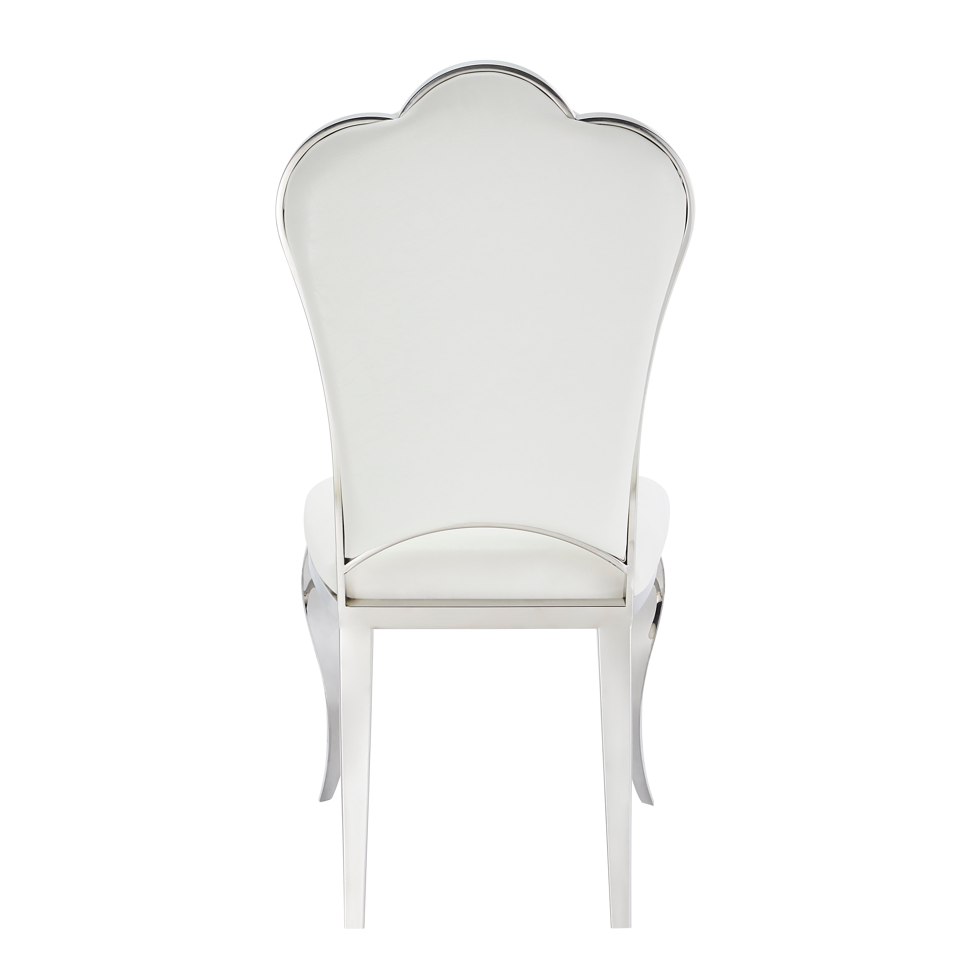 Lot de 4 Chaises Prestige Chrome simili cuir Blanc- SAKURA