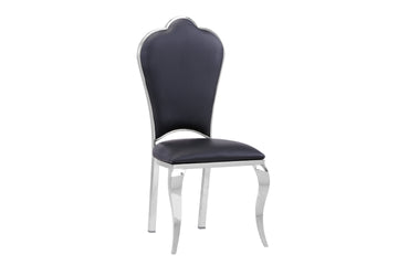 Lot de Chaises Prestige Chrome simili cuir - SAKURA #couleur_noir