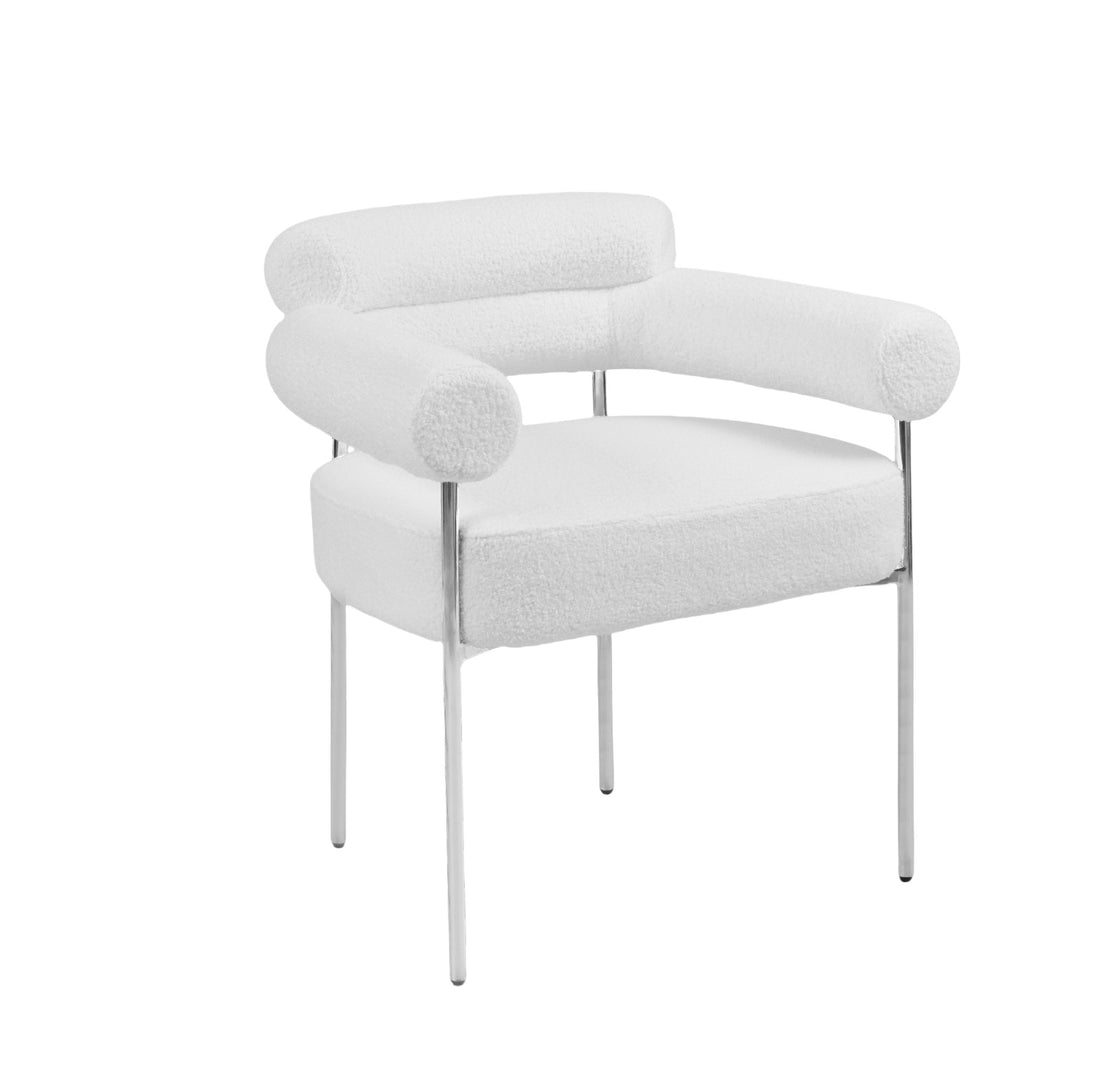 Chaise BULLE Chrome Velours avec Accoudoirs #couleur_doudou