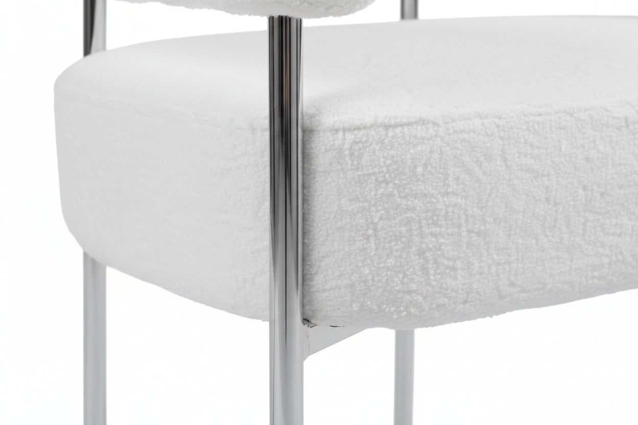 Lot 2 Chaises Salle à Manger Bulle Accoudoirs Velours Doudou Pieds Chrome 72x60x77cm