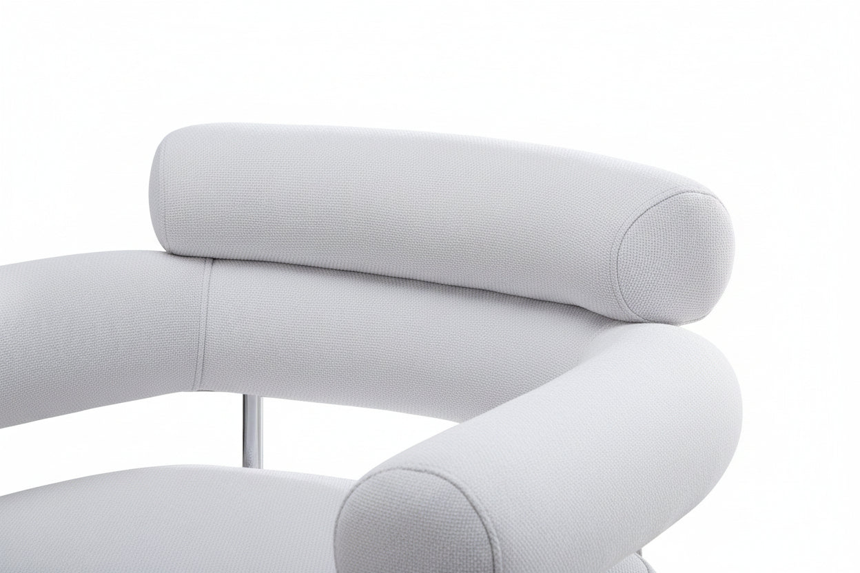 Lot 2 Chaises Salle à Manger Bulle Accoudoirs Velours Serge Gris Pieds Chrome 72x60x77cm