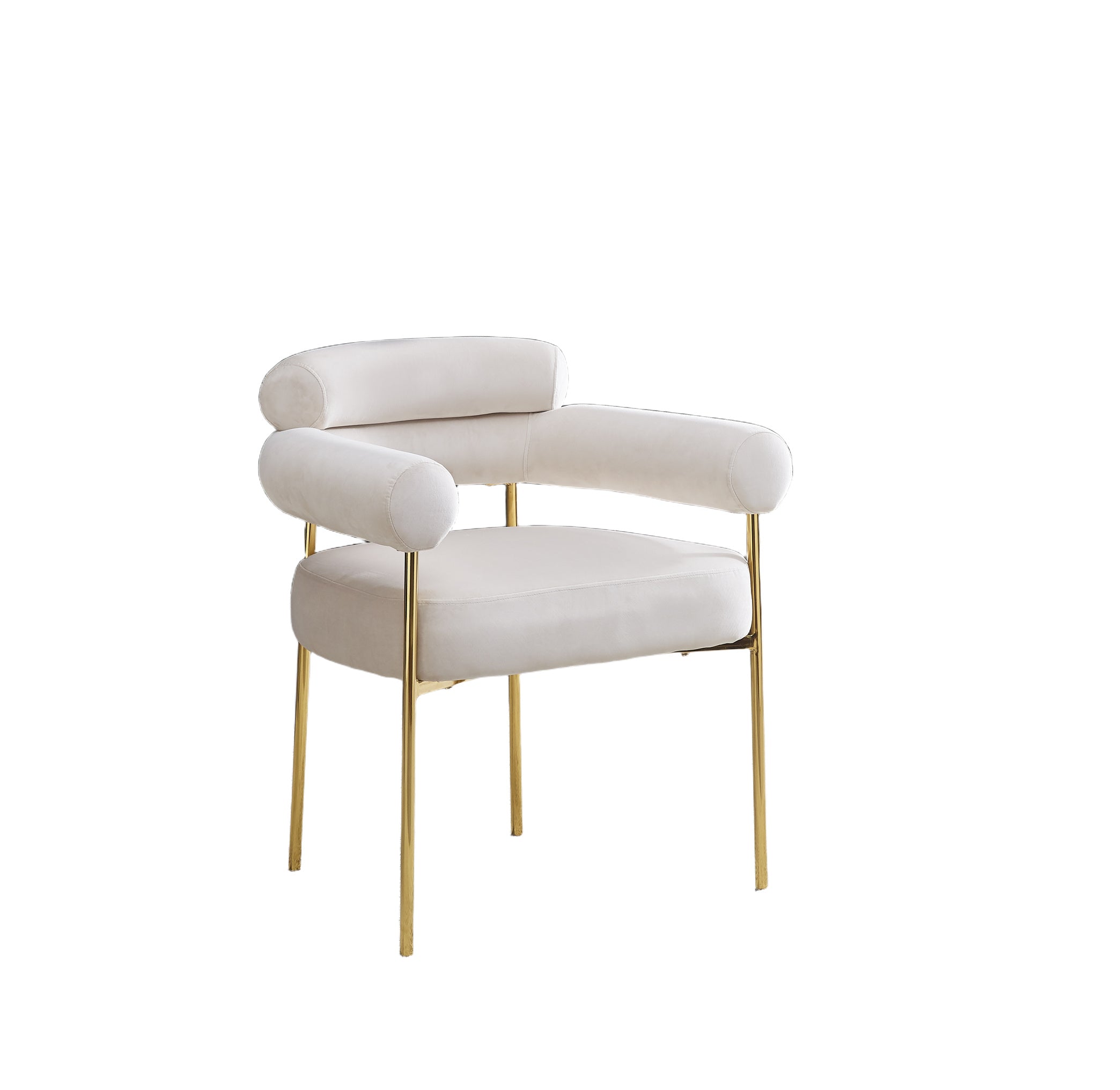 Chaise BULLE Velours Pieds Gold avec Accoudoirs #couleur_beige