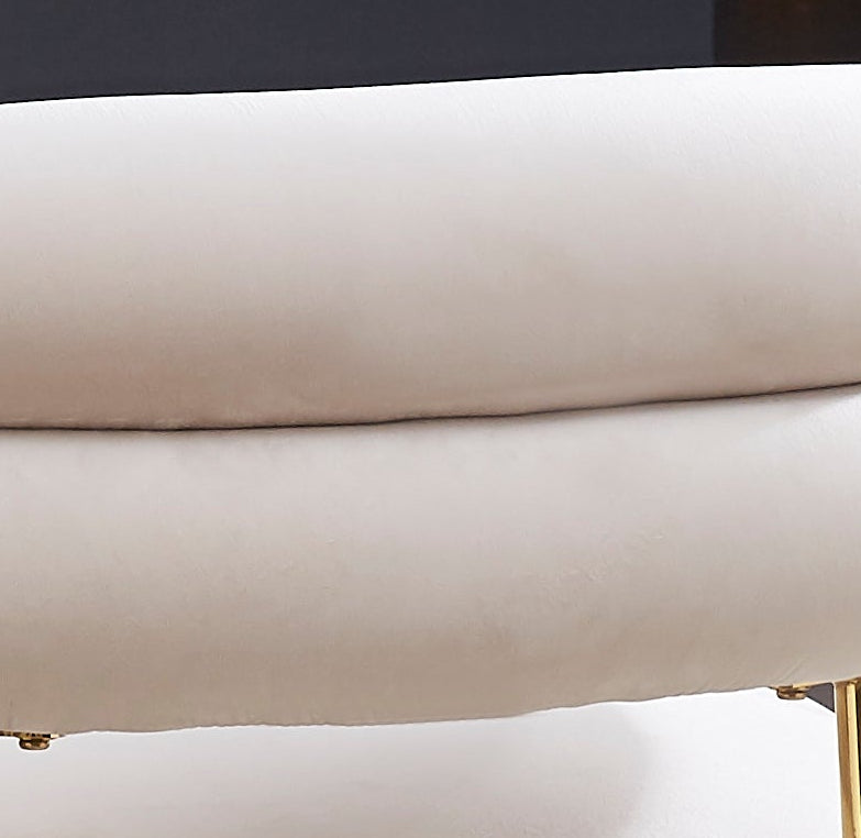 Lot de 2 Chaises BULLE avec Accoudoirs Velours Beige & Pieds Gold 72x60x77 cm