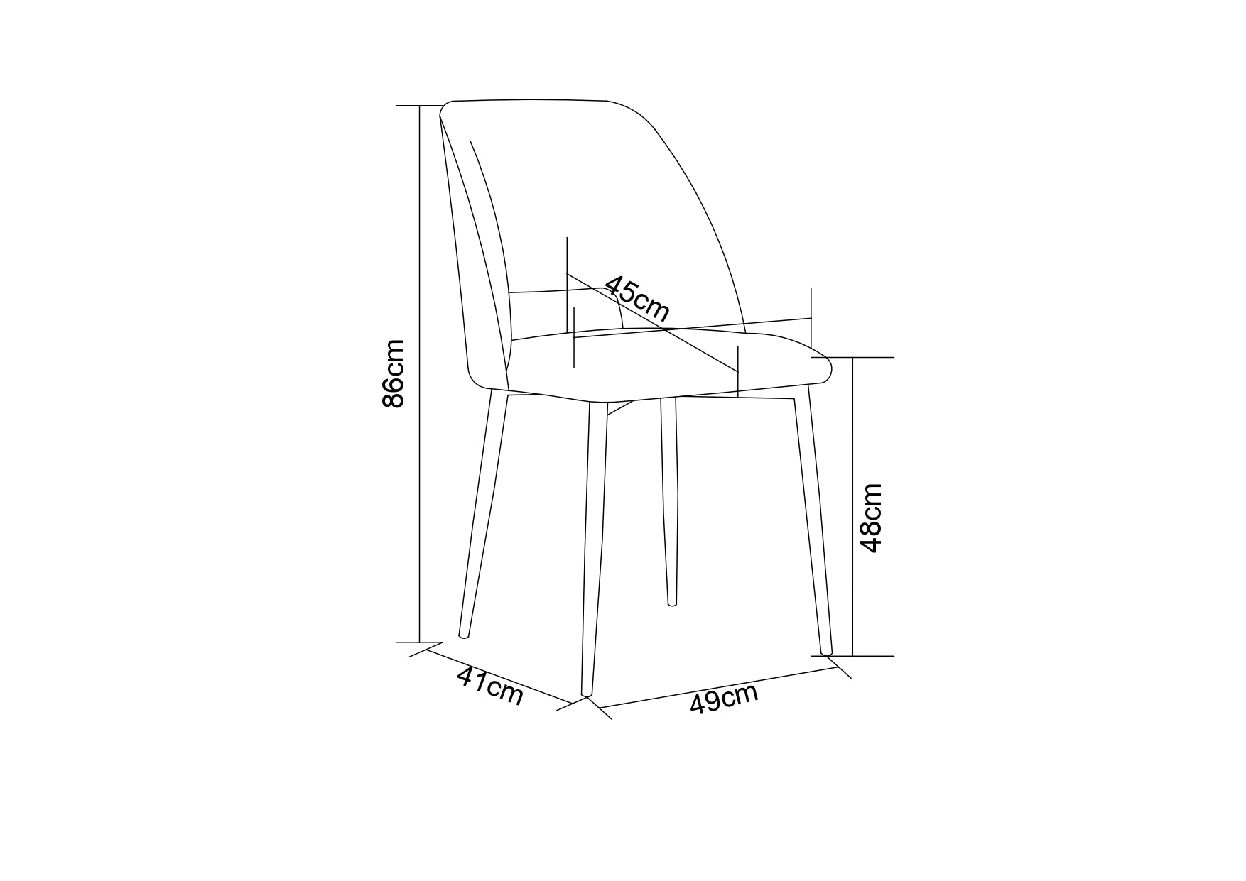 Lot de 4 chaises AVA Chrome en Velours - Doudou beige