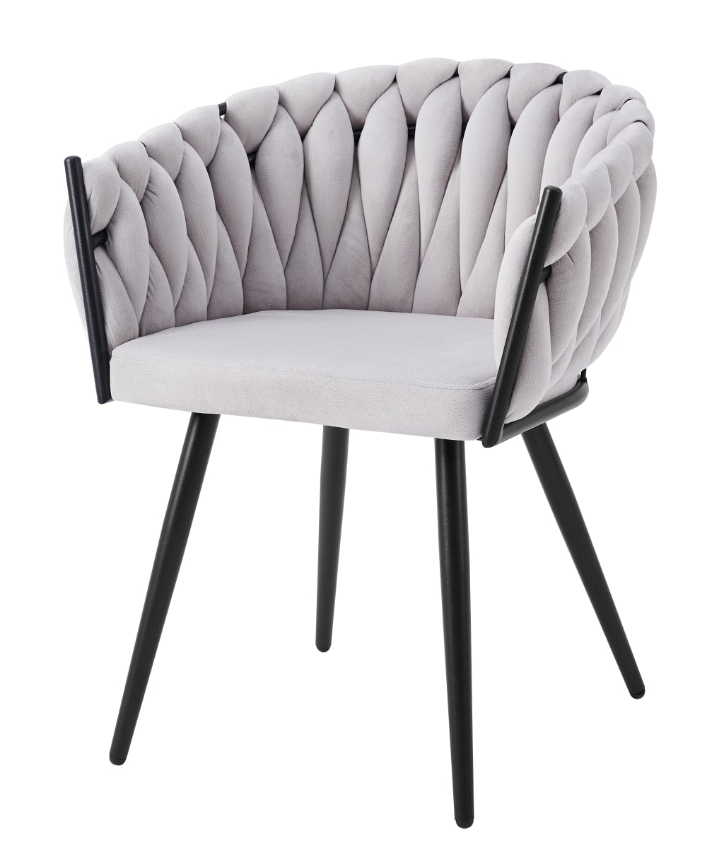 Lot de 2 chaises TRESSEES Velours Pied en métal noir