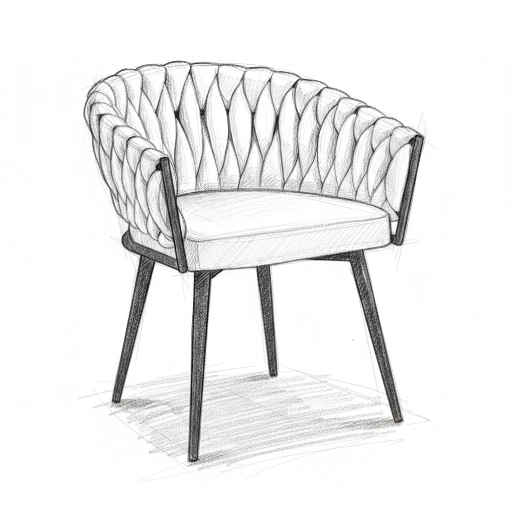 Lot de 2 chaises TRESSEES Velours Pied en métal noir - Beige
