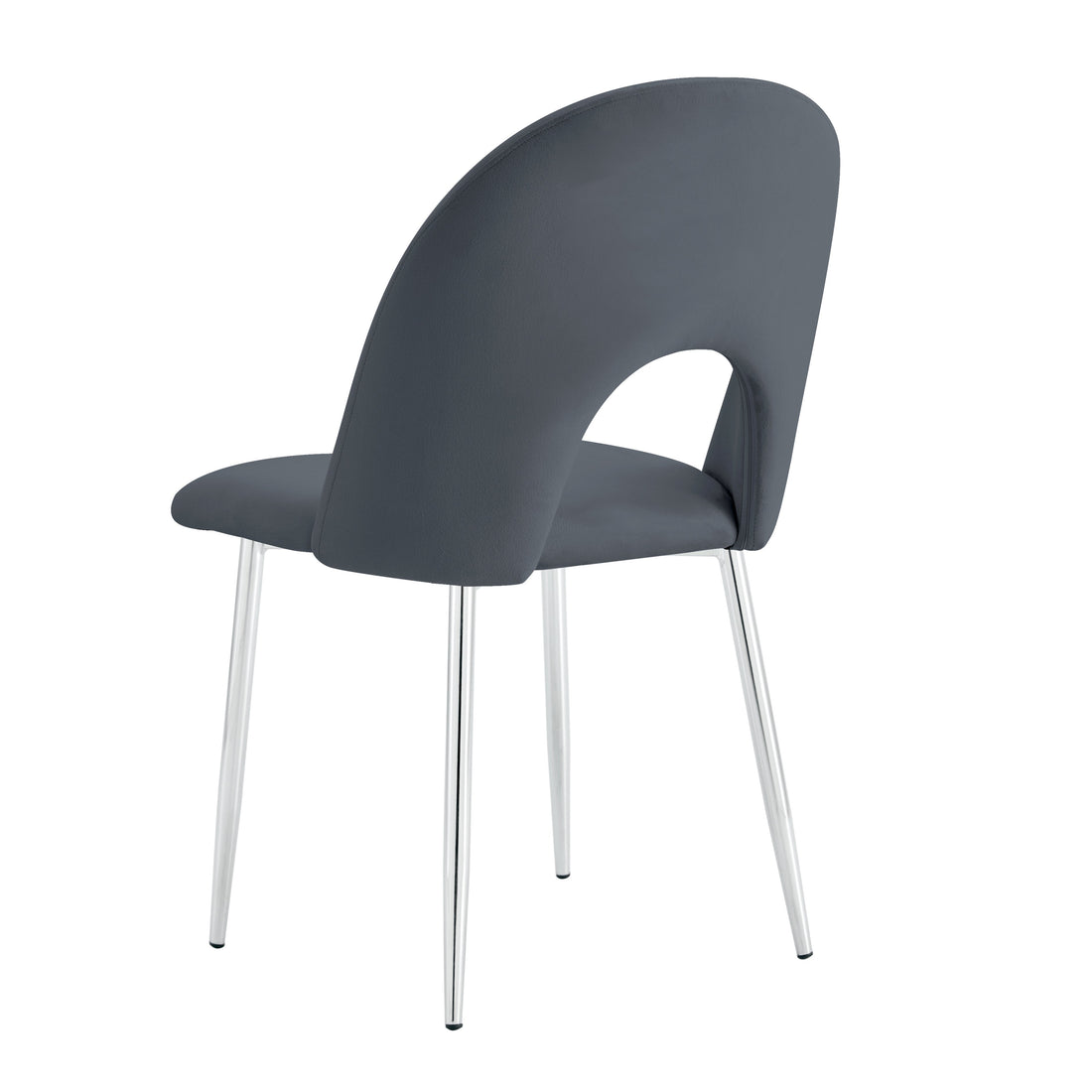 Lot de chaises TEDDY Chrome velours #couleur_anthracite