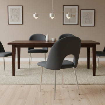 Lot de chaises TEDDY Chrome velours #couleur_anthracite