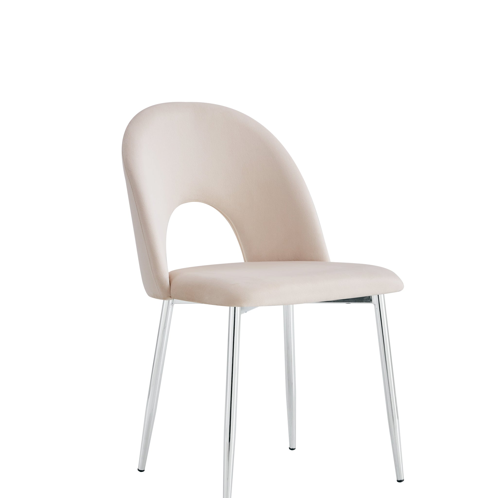 Lot de chaises TEDDY Chrome velours #couleur_beige