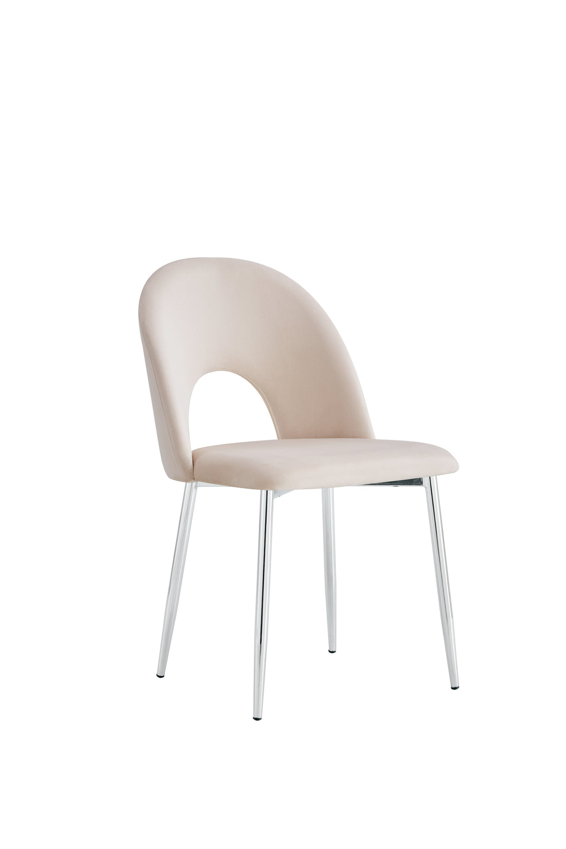 Lot de chaises TEDDY Chrome velours #couleur_beige