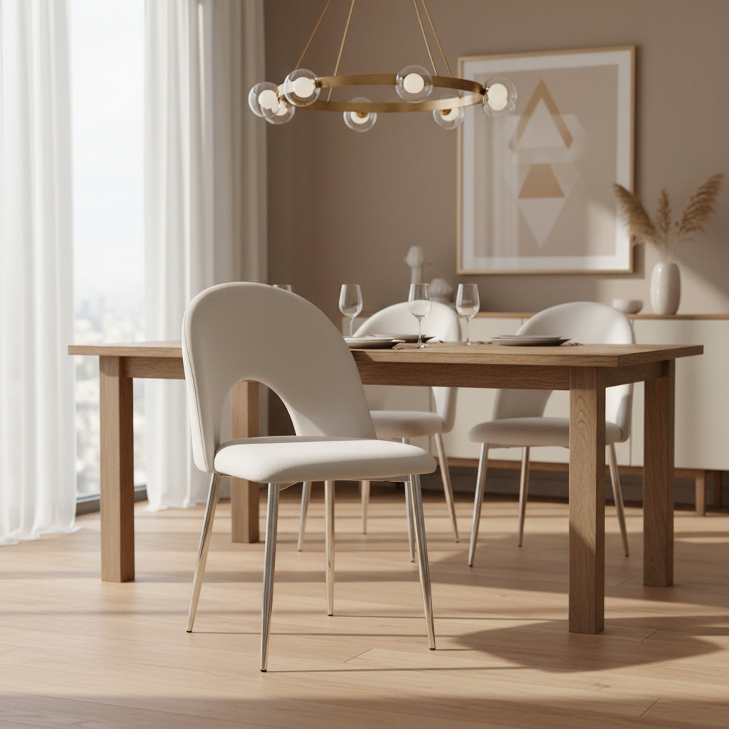 Lot de chaises TEDDY Chrome velours #couleur_gris