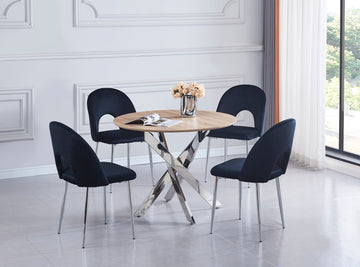 Lot de chaises TEDDY Chrome velours #couleur_noir
