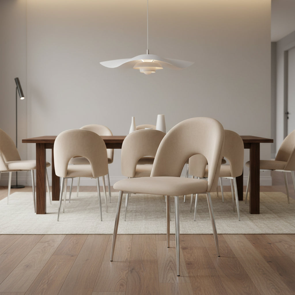 Lot de chaises TEDDY Chrome velours #couleur_taupe