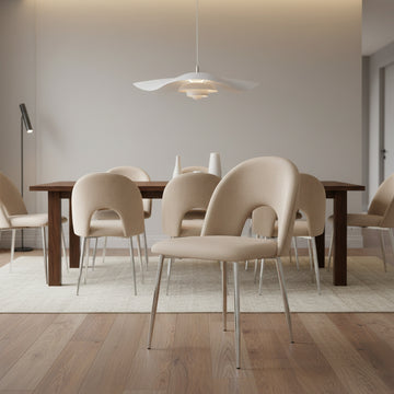 Lot de chaises TEDDY Chrome velours #couleur_taupe
