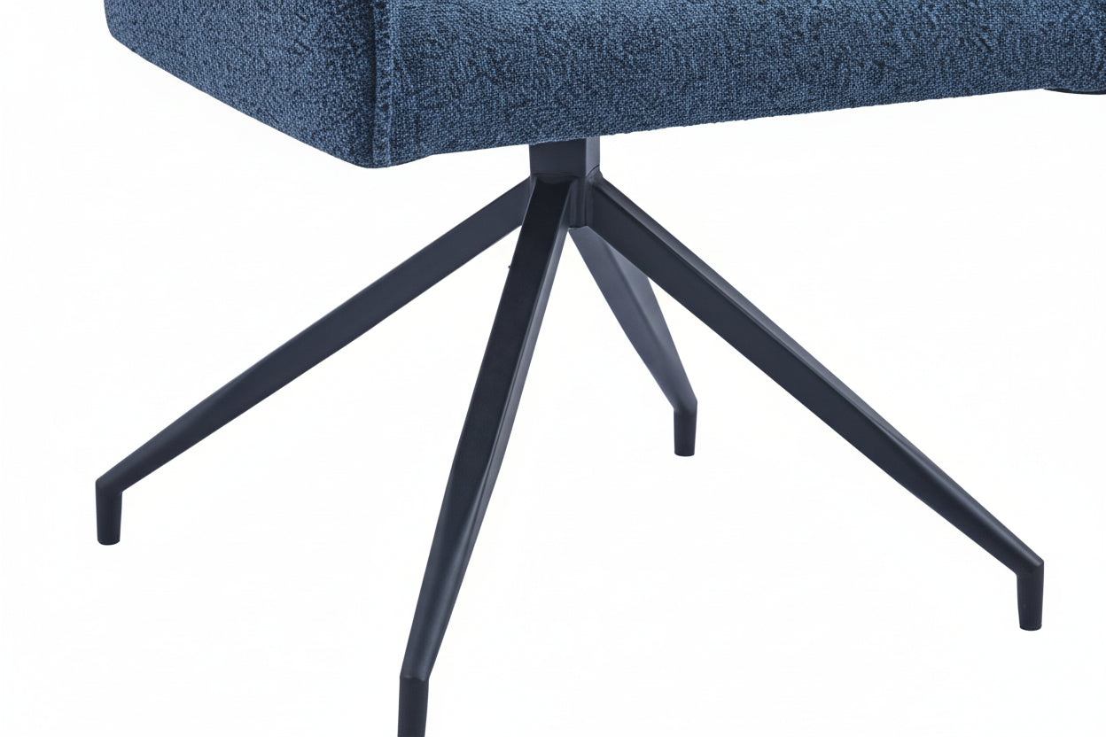 Lot 2 Chaises de Bureau Lutetia Tissu Tweed Bleu Pieds Métal Noir 65x62x87cm