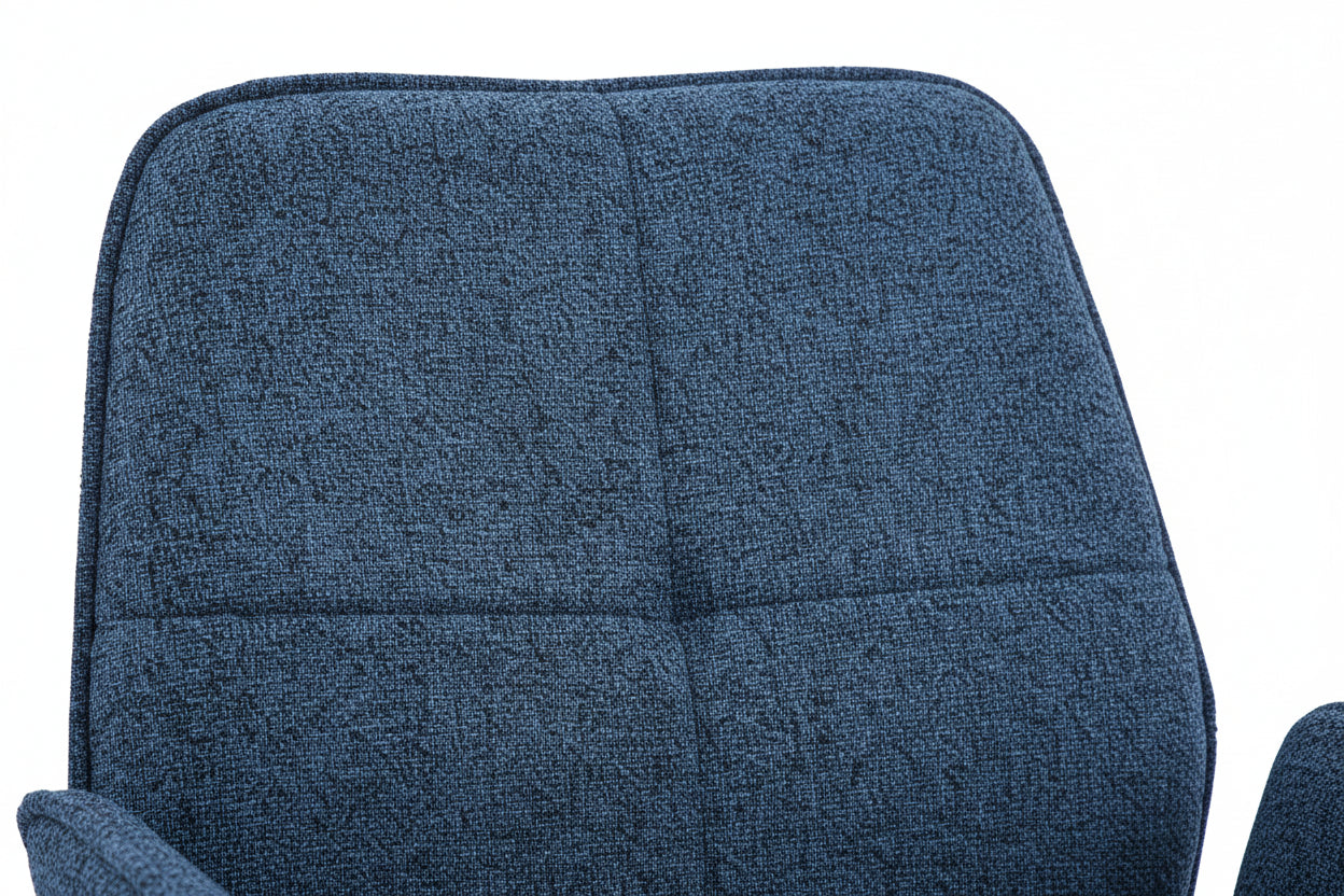 Lot 2 Chaises de Bureau Lutetia Tissu Tweed Bleu Pieds Métal Noir 65x62x87cm