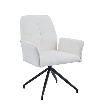 Chaise de bureau LUTETIA Métal Noir & Tissu Tweed #couleur_ecru