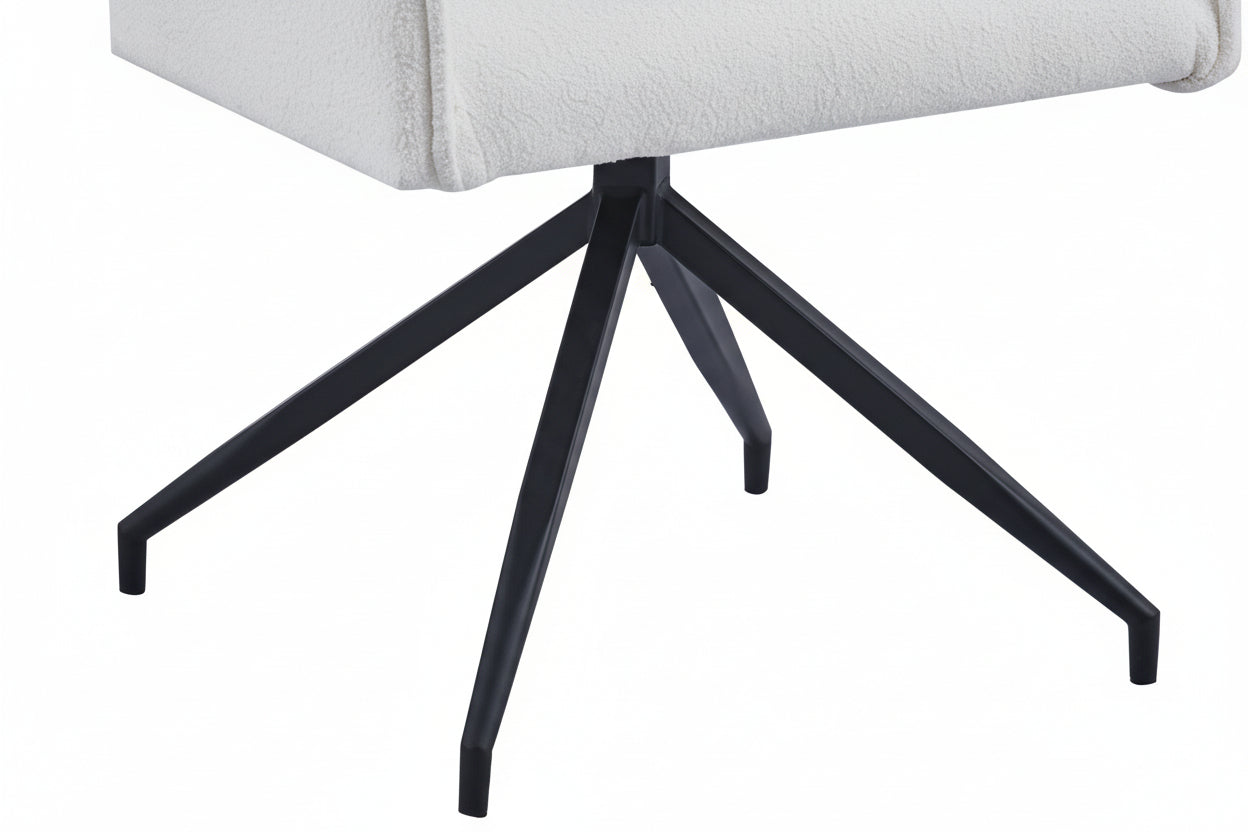 Lot 2 Chaises de Bureau Lutetia Tissu Doudou Pieds Métal Noir 65x62x88cm