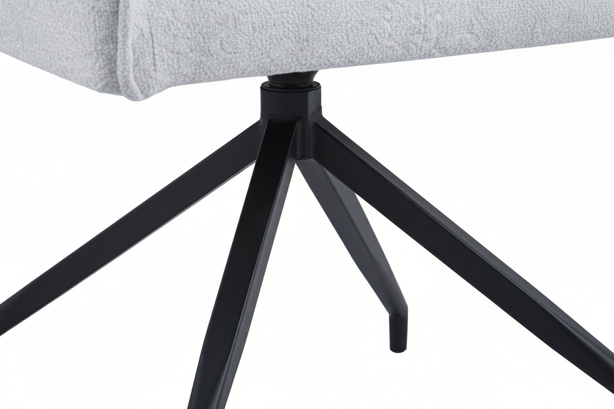 Lot 2 Chaises de Bureau Lutetia Tissu Tweed Gris Pieds Métal Noir 65x62x88cm