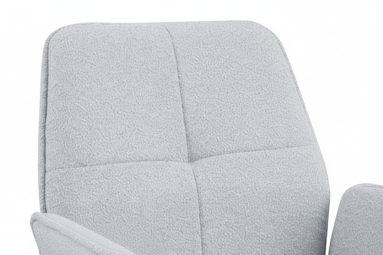 Lot 2 Chaises de Bureau Lutetia Tissu Tweed Gris Pieds Métal Noir 65x62x88cm