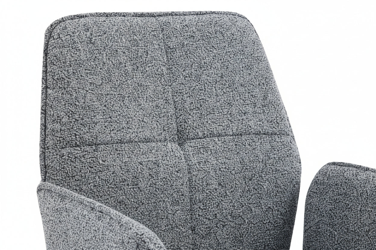 Lot 2 Chaises de Bureau Lutetia Tissu Tweed Anthracite Pieds Métal Noir 65x62x88cm