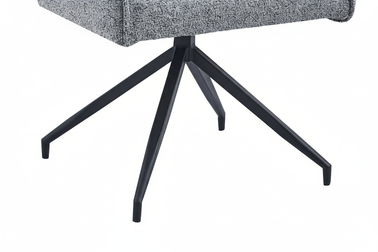 Lot 2 Chaises de Bureau Lutetia Tissu Tweed Anthracite Pieds Métal Noir 65x62x88cm