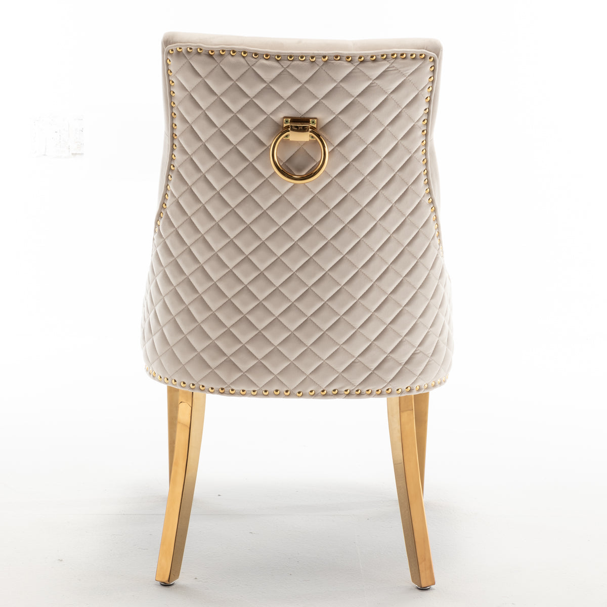 Lot de 2 chaises ANNEAU mattelassée et cloutée Gold velours - Beige