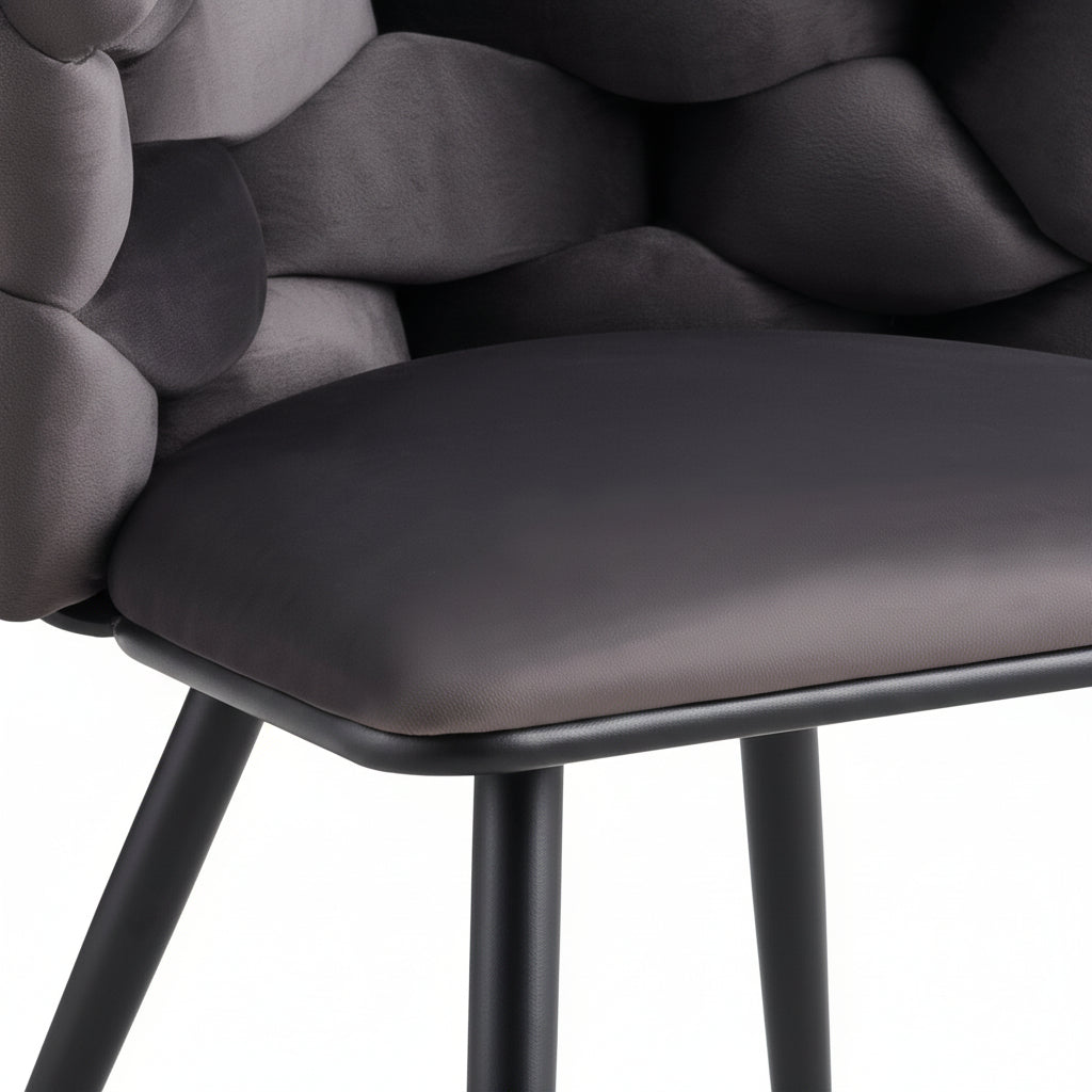 Lot de 2 chaises salle à manger en tissu anthracite pieds métal noir - LOLIPOP
