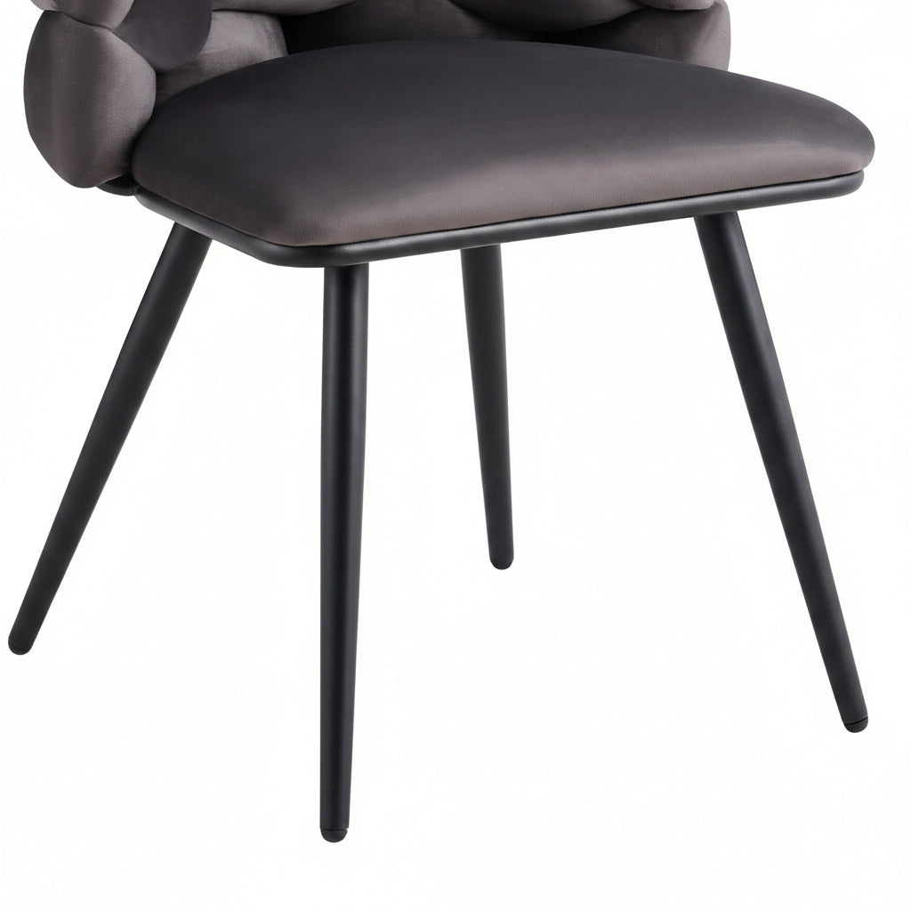 Lot de 2 chaises salle à manger en tissu anthracite pieds métal noir - LOLIPOP