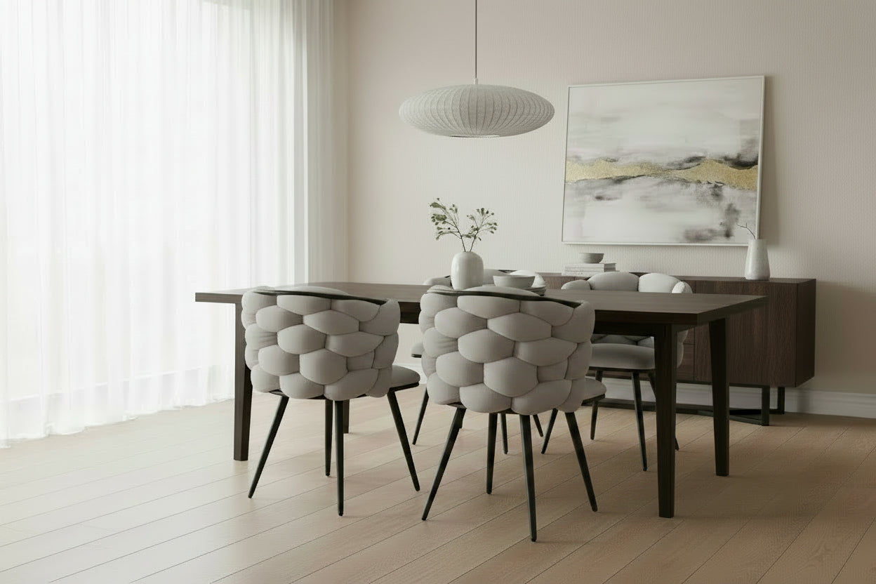 Lot de 2 chaises salle à manger en tissu gris pieds métal noir - LOLIPOP