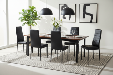 Lot 2 Chaises Salle à Manger Tolia Simili Cuir Noir Pieds Métal Noir