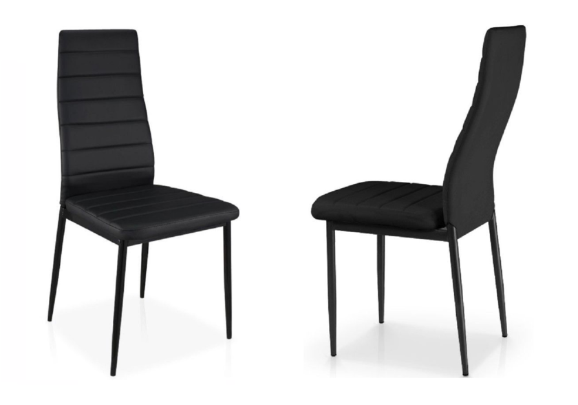 Lot de chaises TOLIA métal noir simili cuir #couleur_noir