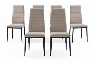 Lot 6 chaises velours taupe pieds métal noir 52x45x90 cm TOLIA