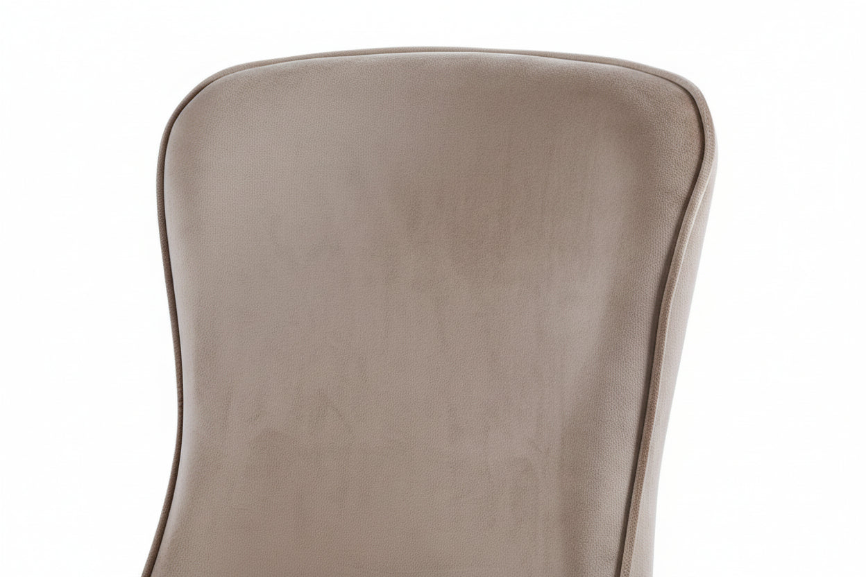 Lot 4 Chaises Salle à Manger Gabrielle Velours Taupe Capitonné Pieds Métal Noir