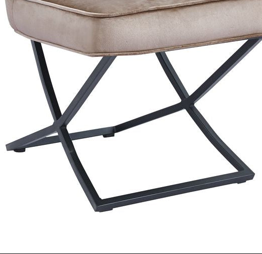 Lot 4 Chaises Salle à Manger Gabrielle Velours Taupe Capitonné Pieds Métal Noir