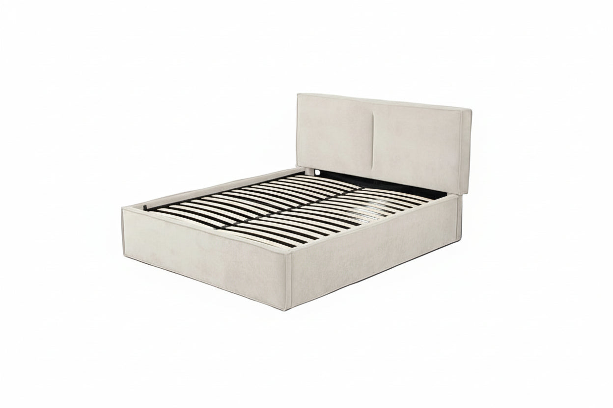 LIT DOUBLE COFFRE OLIVIA CHENILLE BEIGE 140X190CM